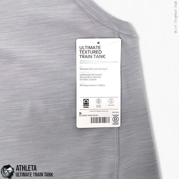 ATHLETA ULTIMATE TRAIN TEXTURED TANK IN MUTED LILAC / WHITE SIZE S RACERBACK - Picture 8 of 11